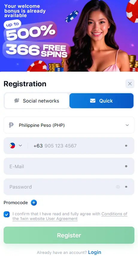 1win Aviator Registration Process